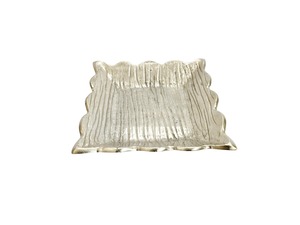 Plateau décoratif rectangulaire en aluminium antique gravé avec un motif végétal, avec poignée, pour le Ramadan et les occasions de mariage - Product Image 4