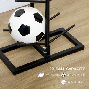 Organizzatore Verticale per Palloni da Basket con Capacità di 12 Palloni per Palestra e Garage - Scaffali per Garage - Product Image 4