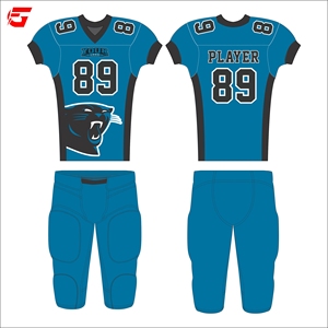 Ensemble d'uniformes de football américain à prix d'usine, maillot et pantalon sublimés, vêtements d'équipe OEM, fournisseur d'uniformes de jeu professionnels - Product Image 1