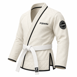 ชุดยูโด F2WIN BJJ สีขาว สำหรับผู้ใหญ่ แบบยูนิเซ็กซ์ ผ้าฝ้าย พร้อมเข็มขัดสีดำ ทรงปกติ แห้งเร็ว ไร้ตะเข็บ - Product Image 6