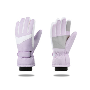 Guantes de Esquí Negros y Rosas con Dedos Completos, Aislamiento Térmico de PU, Cierre con Cordón, Unisex, para Esquí de Invierno - Product Image 2
