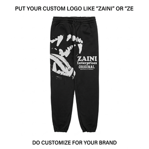420 GSM Premium Cotton <b>Fleece</b> <b>Jogger</b> Pant Black Heavyweight Graphic Print Custom Logo Streetwear OEM ODM - Product Image 1