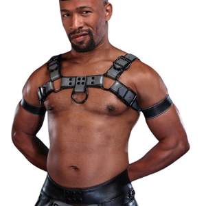 Arnés de Cuero Sintético para Hombre, Estilo Bulldog, Color Blanco, Correas Ajustables para el Pecho, Ropa de Club Premium, Disfraz Sexy con Encaje - Product Image 4