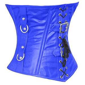 Corsé sin tirantes de cuero sintético azul para mujer con cierre de cremallera, sexy, gótico, antibacteriano, para discoteca - Product Image 3
