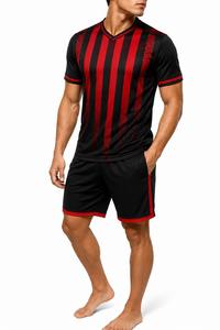 Ensemble de football pour hommes, col en V, manches courtes, respirant, anti-transpiration, polyester sublimé, coupe athlétique, toutes saisons, personnalisable - Product Image 4