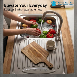 Daystar Handmade Single <b>Bowl</b> Above Counter <b>Kitchen</b> <b>Sink</b> Drainboard Brushed Stainless Steel 201 Eco-Friendly Modern Design - Product Image 2