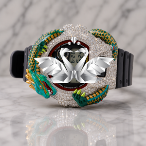 Custom Private Label Dragon Theme Watch Full Stone Decoration Men’s Fashion Accessory - Product Image 1