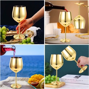 Verre à vin moderne en métal poli, tasse à pied en acier inoxydable - Product Image 6