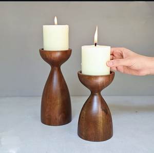 Support de bougie en bois naturel fait main à trois trous, prix d'usine de gros, pour bougies chauffe-plat, vaisselle, décoration intérieure - Product Image 5