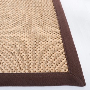 Tapis de sol rectangulaire en jute style ferme, bordure marron, tissage plat, antidérapant, paillasson, décoration intérieure, salon, jardin, tapis en toile - Product Image 3