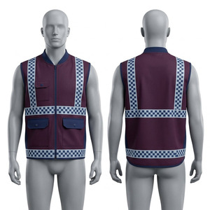 Chaleco de Trabajo Unisex de Algodón Premium Hardson Negro, Certificado CE, 220 GSM, Color Borgoña, Azul Marino, Cinta Reflectante a Cuadros, Logotipo Personalizado - Product Image 1