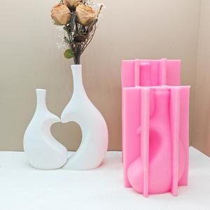 Cross Double Vase Hollow Vase Flower Arrangement Decoration Concrete Gypsum <b>Silicone</b> <b>Mold</b> - Product Image 2