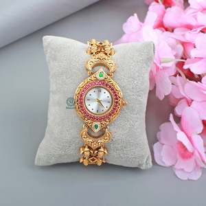 Raavi Antique Designer Brass Watch Bracelet - Product Image 1
