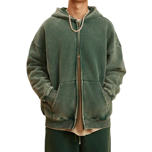 Sudaderas con Capucha y Sudaderas de Algodón 100% de 300 GSM para Hombre, Estilo Vintage Lavado al Ácido, Ropa Urbana de Gran Gramaje, Sudadera Personalizada - Product Image 1