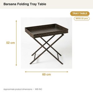 ถาดเหล็กทำมือสีบรอนซ์โบราณ ขนาด 60 ซม. ถาดบาร์ซาน่าพับได้ ของตกแต่งบ้าน โรงแรม งานแต่งงาน ถาดบาร์ซาน่าพับได้แบบเรียบ - Product Image 4