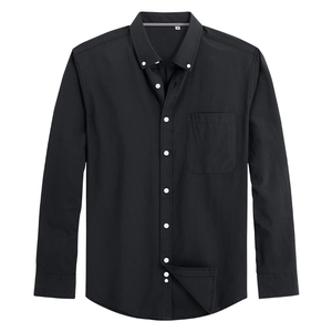 Chemise habillée noire unie pour homme, manches longues, coton premium, coupe moderne, infroissable et durable - Product Image 3