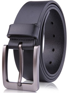 Cinturón de Cuero Genuino, Piel de Vaca, Color Marrón Sólido, Hebilla Rectangular Plateada, Cinturón Casual para Hombre, Duradero, Moldeado en una Sola Pieza - Product Image 2