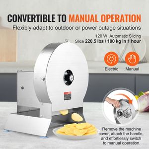 Affettatrice Elettrica Commerciale per Verdure in Acciaio Inox, Convertibile Manuale, Spessore Regolabile 0-0,5/0-12mm per Patate - Product Image 3