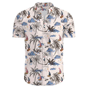 Wholesale Summer Men's Short Sleeve Hawaiian Beach Shirt Sublimation Printed Polyester Cotton Men Beach Shirts OEM Manufacturer - Product Image 5