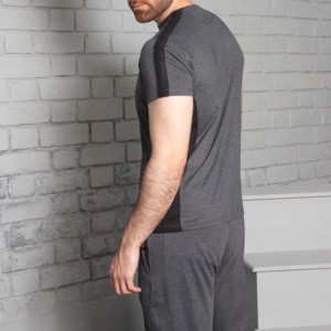 Men's Gray Short Sleeve Stand <b>Collar</b> <b>T</b>-<b>Shirt</b> Full Length Pants Solid Color Casual Streetwear Lightweight Eco-Friendly Tracksuit - Product Image 4