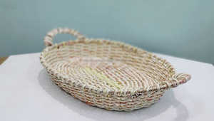 Vente en gros de paniers de rangement rectangulaires paniers de nourriture fruits et légumes tissés à la main plateau plateaux de service décoratifs vignes en plastique - Product Image 4