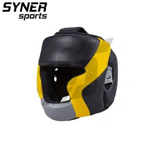 หัวมวยแบบเต็มหน้าวัสดุ PU ที่กำหนดเองสีดำ/เทาสำหรับออกกำลังกาย MMA เทควันโดดีไซน์ใหม่ - Product Image 2