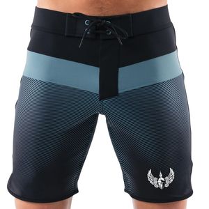 Shorts de bain athlétiques pour hommes, noirs, bleu acier, à séchage rapide, avec cordon de serrage, pour la plage, la natation et les sports nautiques - Product Image 1