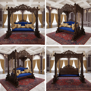 Columpio tradicional de madera de teca de 3 plazas para área de vestíbulo, columpio de madera tallada clásico, hecho a mano, estilo antiguo, Jhula para el hogar, Londres - Product Image 3