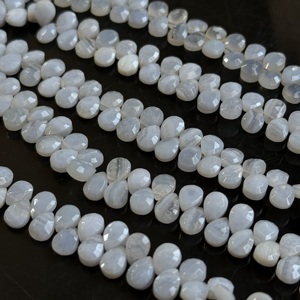 Perles d'agate bleue naturelle facettées en forme de poire, 5x7 mm, perles de pierres précieuses pour la création de bijoux, perles d'agate bleue naturelle - Product Image 2