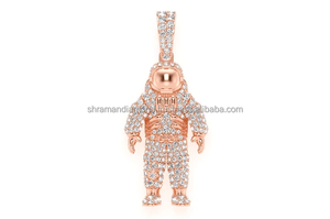 Hip Hop Retro Style Custom Astronaut <b>Pendant</b> Necklace 10K <b>Solid</b> <b>Gold</b> Unique Lab Grown Diamond iced Space lover Fashion <b>Pendants</b> - Product Image 6