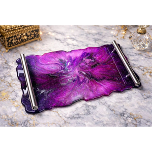Handmade Epoxy Resin Decorative <b>Tray</b> With Gold Foil Luxury Geode Vanity Platter For <b>Perfume</b> Jewelry Display And Wholesale Home - Product Image 6