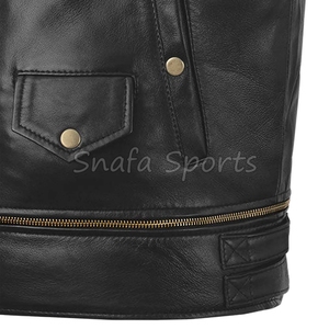 Chaqueta de Cuero Genuino para Hombre, Cuello Alto, Impermeable, Ecológica, al por Mayor, Alta Calidad, Mejor Precio Bajo - Product Image 3
