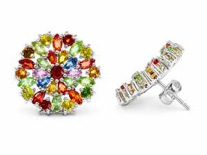 Boucles d'oreilles multi-saphirs en argent sterling 92,5 KLST-30980 - Product Image 4