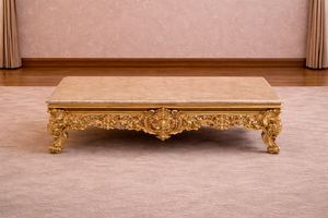 Luxurious Imperial Style Gold Finish Handicrafted <b>Square</b> Teak Wood Sofa <b>Set</b> Customizable Size Antique Living Room Furniture - Product Image 4