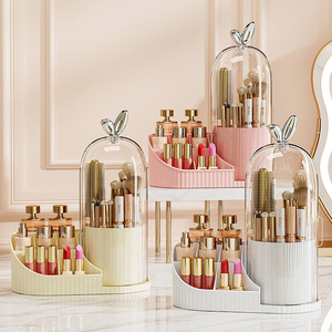 Multi functional cosmetics storage <b>box</b>, desktop <b>makeup</b> brush, lipstick storage tube, rotating pen holder, student stationery buc - Product Image 4
