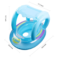 Siège de bain gonflable pour enfants avec auvent de protection solaire – Bouée de piscine pour bébé à thème dessin animé avec siège de sécurité pour tout-petits