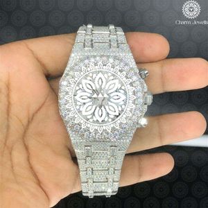 Montre de luxe pour homme Charm Jewells, acier inoxydable, lunette sertie de diamants, mouvement mécanique analogique, boîtier 40 mm, date automatique, étanche 10 bars - Product Image 3