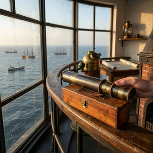 Télescope marin antique en laiton avec boîte en cuir marron de qualité supérieure | Cadeau nautique de navigation au design Art Déco pour la retraite - Product Image 2