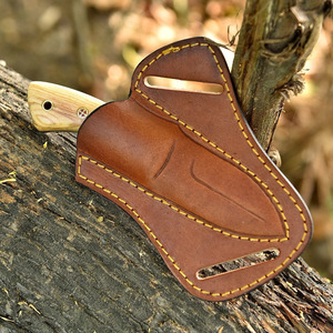 Couteau de chasse et de camping en acier carbone fait main à lame fixe, avec manche en bois de frêne, vente en gros, OEM, logo personnalisé - Product Image 5