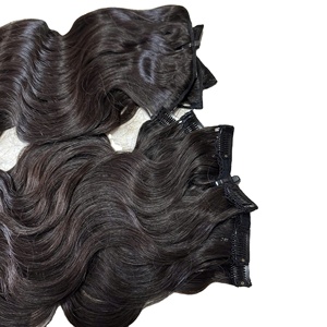 Prix de gros donneur unique Extension de cheveux ondulés corporels Cheveux bruts vierges européens avec bande à pointe ondulée Paquet d'extension de cheveux à pointe plate - Product Image 6