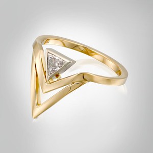 Anillo de Oro Sólido de 14K con Diamante de Corte Triangular de 0.51 CT Cultivado en Laboratorio, Estilo Moderno, para Mujer, Regalo de Boda para Novia - Product Image 4