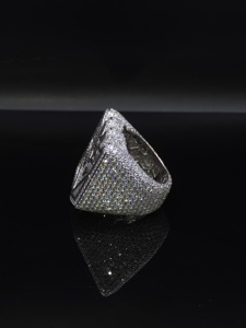 Custom Black White Deception <b>Ring</b> 925 Silver Round Lab Grown Diamond Iced Out Hip Hop <b>Statement</b> <b>Ring</b> Pass Diamond VVS1 Jewelry - Product Image 4