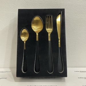 Juego de Cubiertos de Acero Inoxidable de Lujo para Bodas Indias, Juego de Cuchara/Tenedor/Cuchillo/Palillos IEI 24, Portátil y Ligero - Product Image 1