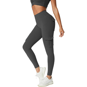 High Waisted Seamless Yoga <b>Leggings</b> Solid Stretch Workout Pants with Pockets Full Length Elastic Waist - Product Image 1