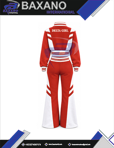 Delta |   Sigma |   Ensemble de survêtement rouge et blanc pour femmes Theta Sorority, manches longues, demi-zip, cordon de serrage, jogging, tenue décontractée sportive - Product Image 5