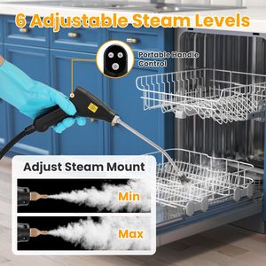 Nettoyeur Vapeur Haute Pression Portable à Affichage Numérique 1500W, Réservoir 1200ML avec 8 Accessoires et 6 Niveaux de Vapeur - Product Image 6