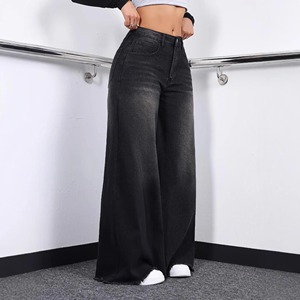 Pantalones Vaqueros de Cintura Alta y Pierna Ancha, Lavado Oscuro, Algodón, Corte Holgado, Estilo Casual, Jeans de Otoño para Mujer - Product Image 2