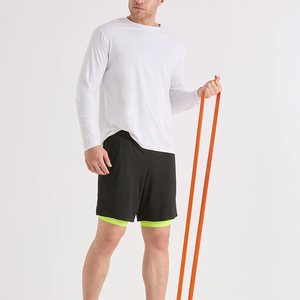 Shorts de sport double couche de haute qualité, style streetwear, couleur noire, avec élastique et cordon de serrage à la taille. - Product Image 6