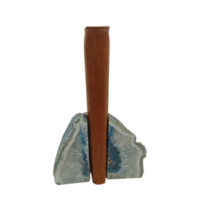 Irregular Stone Bookends Blue White Agate Natural Rock Book Holders Home Decoration Antique Style - Product Image 3