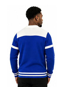 Cárdigan de Hombre Azul Rey de Alta Demanda para Invierno, con Bordado Chenille HBCU, Tejido de Algodón, Cuello en V, Manga Larga, Antiencogimiento - Product Image 4
